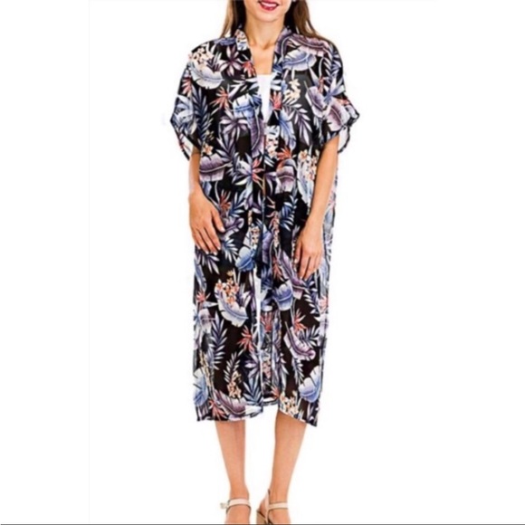 Beautiful Chiffon long sheer kimono. OSFM. Roomy fit - Picture 2 of 5